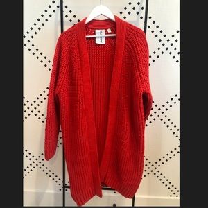 Tomato Red Chenille Cardigan